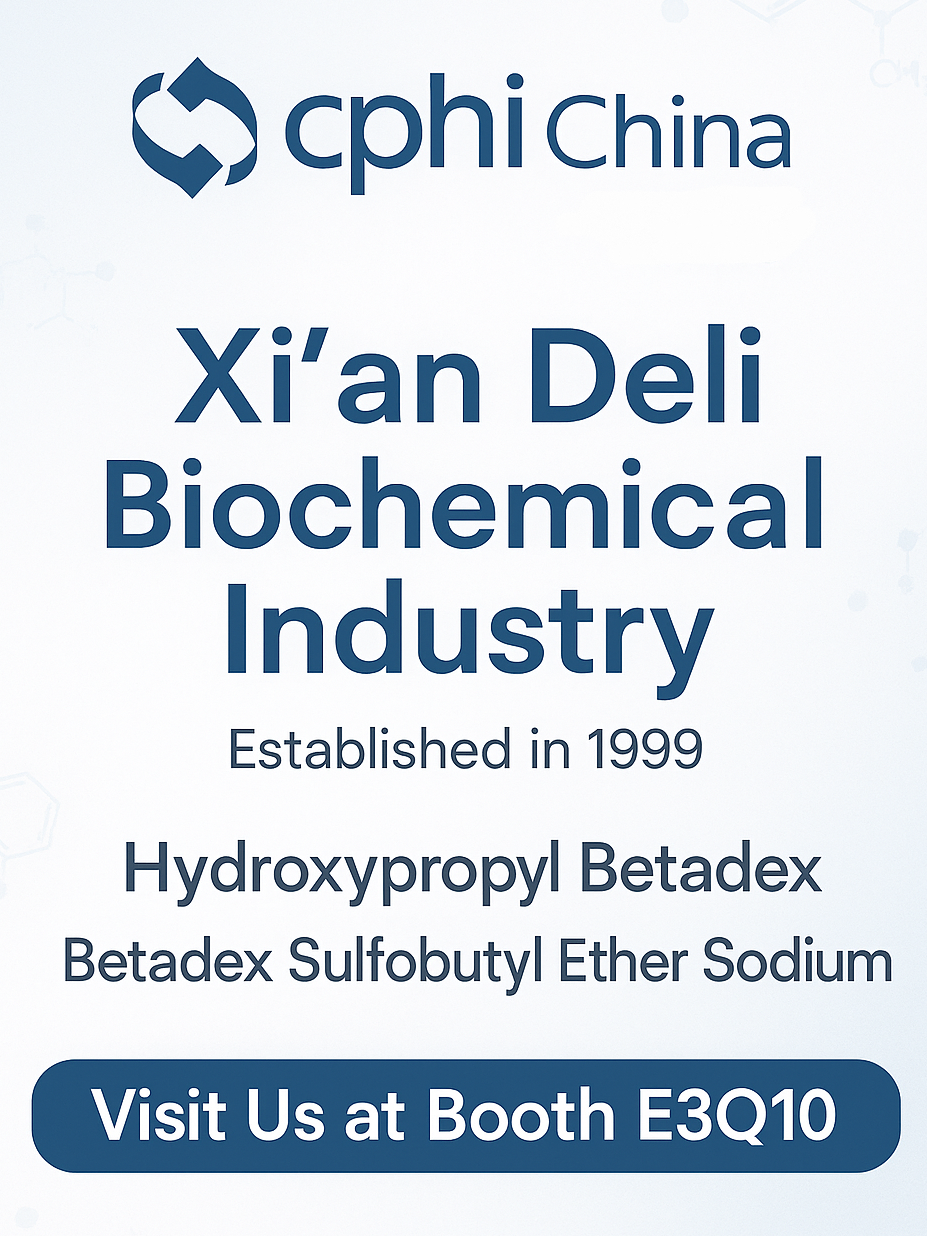 CPHI Kina 2025 Forhåndsvisning: HydroxyPropyl Betadex og Sulfobutyl Ether Sodium Solutions tar sentrum på Xi’an Deli's Booth E3Q10